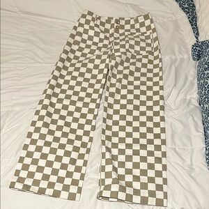 Mahina Checkered Brown and White Pants